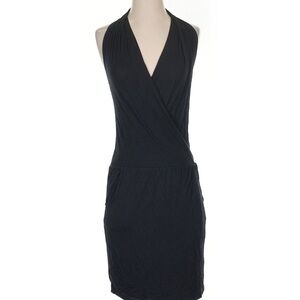 ATHLETA Cocktail Halter Dress Black XL Sleeveless Stretch Tennis Travel Casual